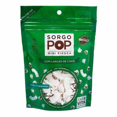 Pipoca de Sorgo Pop com Lascas de Coco - Farovitta - 35g Pipoca de Sorgo Pop com Lascas de Coco - Farovitta - 35g
