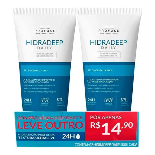 Kit Hidratante Corporal Profuse Hidradeep Daily 200g 2 Unidades Kit Hidratante Corporal Profuse Hidradeep Daily 200g 2 Unidades
