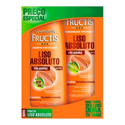 Kit Garnier Fructis Liso Absoluto Shampoo 400ml + Condicionador 200ml Kit Garnier Fructis Liso Absoluto Shampoo 400ml + Condicionador 200ml