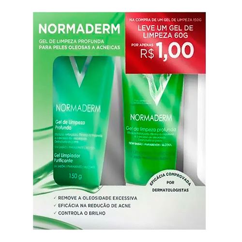 Kit Gel de Limpeza Vichy Normaderm Pele Oleosa 150g + 60g