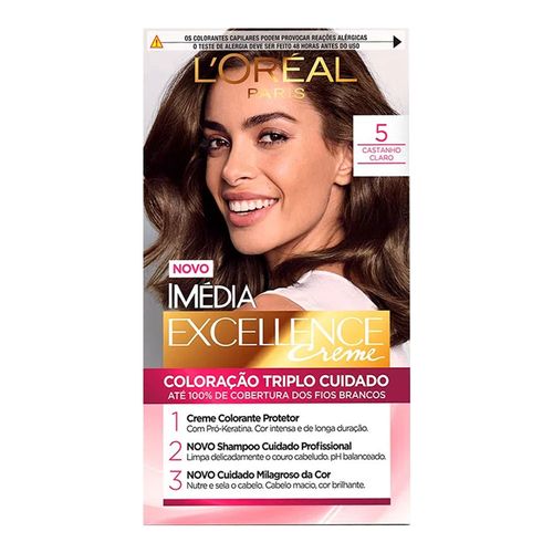 Tintura Permanente Imédia Excellence De L’oréal Paris 5.0 Castanho Claro Tintura Permanente Imédia Excellence De L’oréal Paris 5.0 Castanho Claro