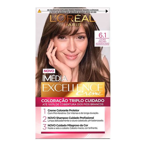 Tintura Permanente Imédia Excellence De L’oréal Paris 6.1 Louro Escuro Acinzentado Tintura Permanente Imédia Excellence De L’oréal Paris 6.1 Louro Escuro Acinzentado