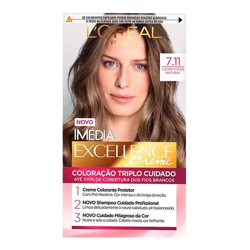 Tintura Permanente Imédia Excellence De L’oréal Paris 7.11 Louro Cendré Natural Tintura Permanente Imédia Excellence De L’oréal Paris 7.11 Louro Cendré Natural