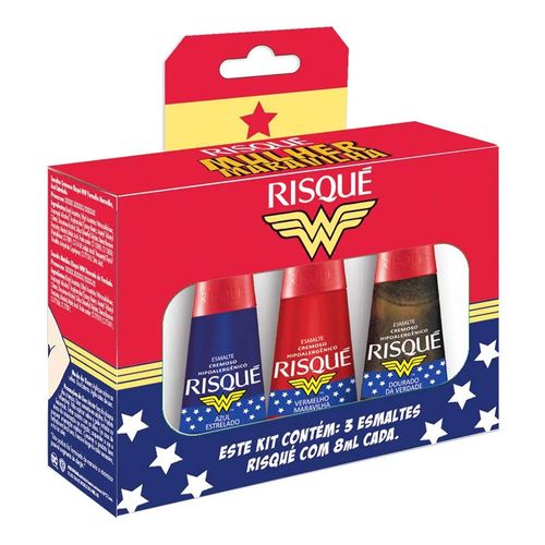 Kit Esmalte Risqué Mulher Maravilha 8ml 3 Unidades Kit Esmalte Risqué Mulher Maravilha 8ml 3 Unidades