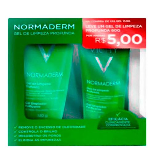 Kit Gel de Limpeza Facial Anti-Acne Vichy Normaderm 150g + 60g Kit Gel de Limpeza Facial Anti-Acne Vichy Normaderm 150g + 60g