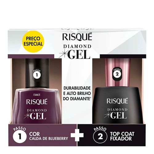 Kit Esmalte Risqué Diamond Gel Calda de Blueberry 9,5ml + Top Coat Fixador 9,5ml Kit Esmalte Risqué Diamond Gel Calda de Blueberry 9,5ml + Top Coat Fixador 9,5ml