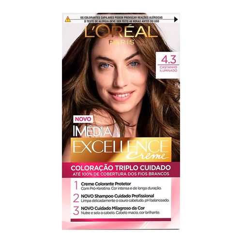 Tintura Permanente Imédia Excellence De L’oréal Paris 4.3 Castanho Profundo Tintura Permanente Imédia Excellence De L’oréal Paris 4.3 Castanho Profundo