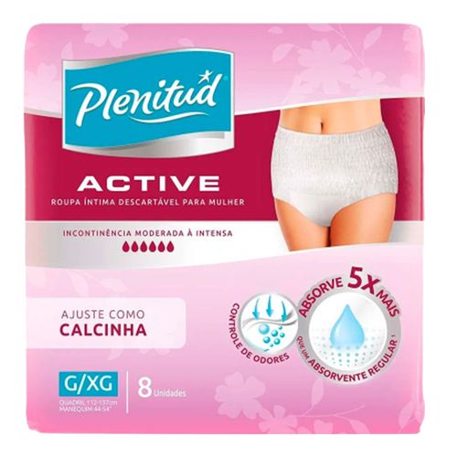 Roupa Intima Plenitud Active Mulher G 8 Unidades