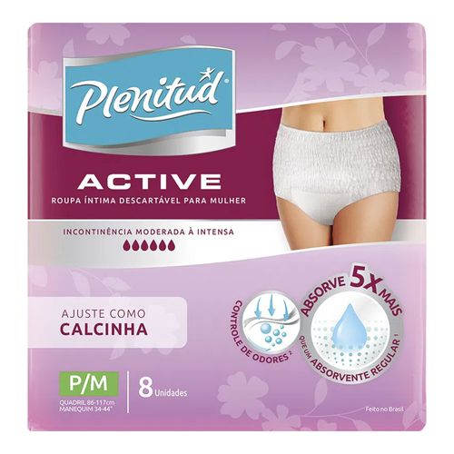 Roupa Intima Plenitud Active Mulher P/M 8 Unidades