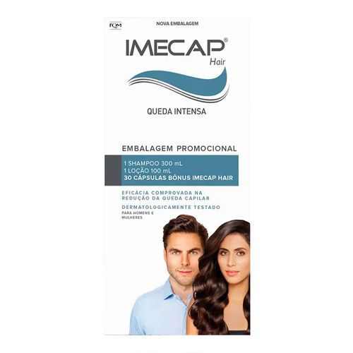 Kit Imecap Hair Queda Intensa Shampoo 300ml + Loção 100ml + 30 Cápsulas Kit Imecap Hair Queda Intensa Shampoo 300ml + Loção 100ml + 30 Cápsulas