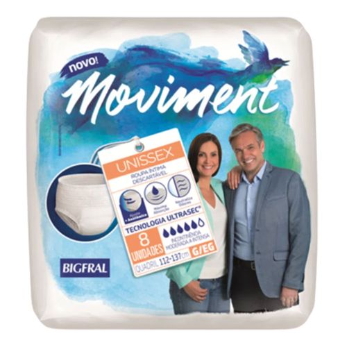 Roupa Íntima Descartável Bigfral Moviment G/XG 8 Unidades Roupa Íntima Descartável Bigfral Moviment G/XG 8 Unidades