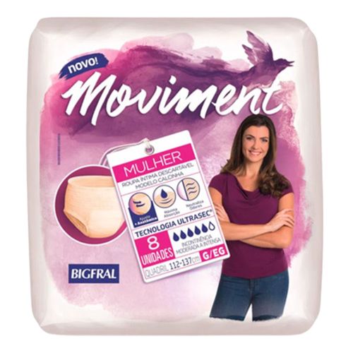 Roupa Íntima Feminina Bigfral Moviment G/XG 8 Unidades Roupa Íntima Feminina Bigfral Moviment G/XG 8 Unidades