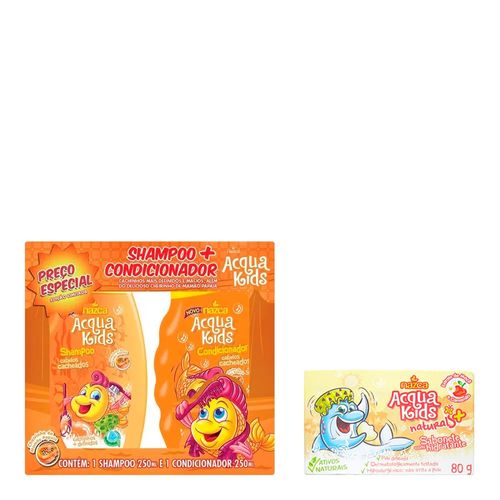 Kit Shampoo + Condicionador Acqua Kids Cacheados 250ml + Sabonete 80g Kit Shampoo + Condicionador Acqua Kids Cacheados 250ml + Sabonete 80g