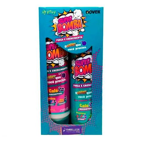 Kit Shampoo Mais Condicionador Novex Super Bomba 600ml Kit Shampoo Mais Condicionador Novex Super Bomba 600ml