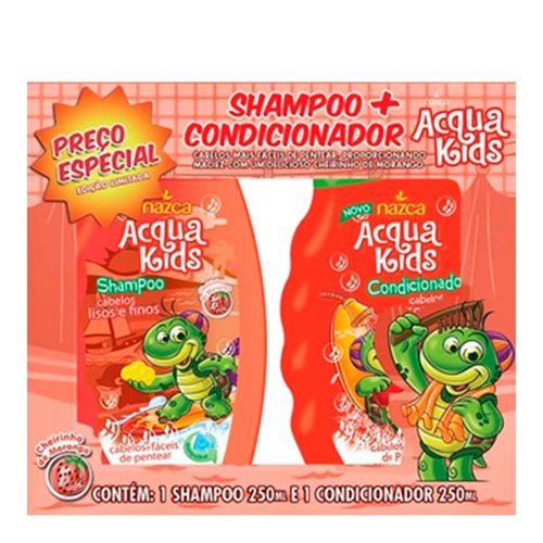 Kit Shampoo + Condicionador Acqua Kids Doki Morango 250ml Kit Shampoo + Condicionador Acqua Kids Doki Morango 250ml