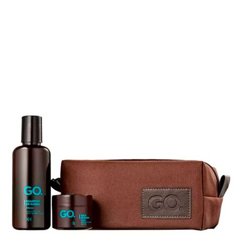 Kit Go Shampoo de Barba 140ml + Balm de Barba 25g + Necessaire Kit Go Shampoo de Barba 140ml + Balm de Barba 25g + Necessaire