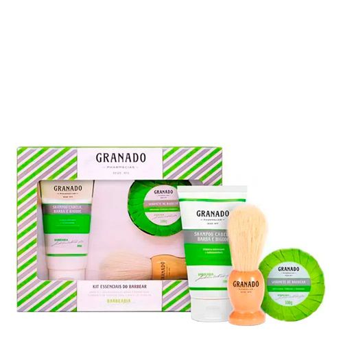 Kit Granado Essenciais do Barbear Shampoo 150g + Sabonete em Barra 100g + Pincel