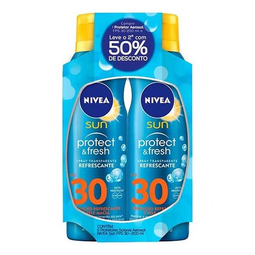 Kit Nivea Sun Protetor Solar Protect & Fresh Aerosol FPS30 200ml 2 Unidades Kit Nivea Sun Protetor Solar Protect & Fresh Aerosol FPS30 200ml 2 Unidades