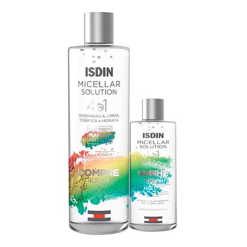 Kit Isdin Solução de Limpeza Facial Micellar Solution 4 em 1 400ml + 100ml Kit Isdin Solução de Limpeza Facial Micellar Solution 4 em 1 400ml + 100ml