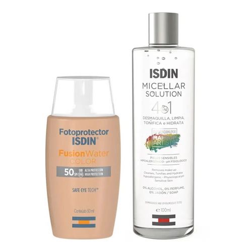 Kit Isdin Protetor Solar Facial Fusion Water Color FPS50 50ml + Micellar Solution 100ml Kit Isdin Protetor Solar Facial Fusion Water Color FPS50 50ml + Micellar Solution 100ml