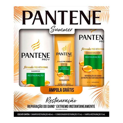 Kit Shampoo Pantene Restauração 400ml + Condicionador 170ml + Ampola Sortida 15ml Kit Shampoo Pantene Restauração 400ml + Condicionador 170ml + Ampola Sortida 15ml