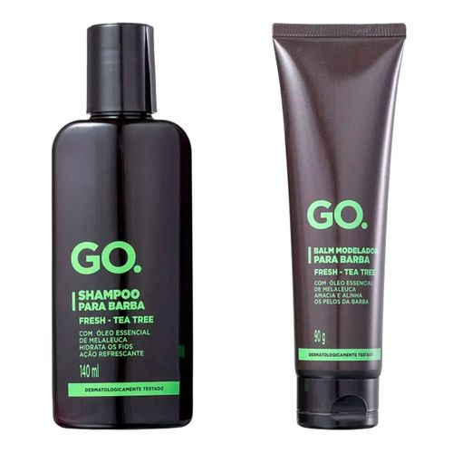 Kit Go S.O.S Barbudos Fresh Tea Tree Shampoo para Barba 140ml + Balm Modelador 90g Kit Go S.O.S Barbudos Fresh Tea Tree Shampoo para Barba 140ml + Balm Modelador 90g