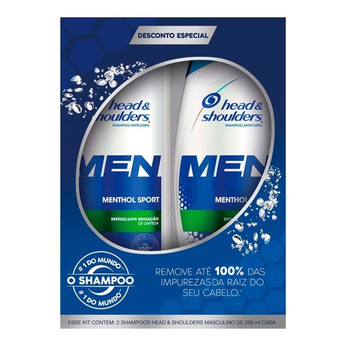 Kit Shampoo Head & Shoulders Men Menthol Sport 200ml 2 Unidades Kit Shampoo Head & Shoulders Men Menthol Sport 200ml 2 Unidades