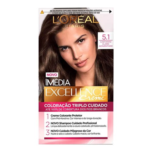 Tintura Permanente Imédia Excellence De L’oréal Paris 5,1 Castanho Claro Acinzentado Tintura Permanente Imédia Excellence De L’oréal Paris 5,1 Castanho Claro Acinzentado