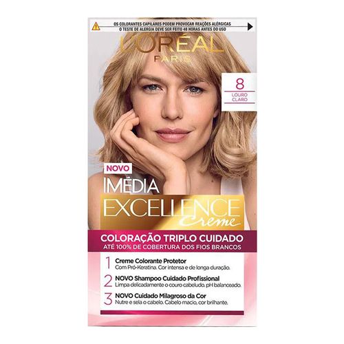 Tintura Permanente L'oréal Paris Imédia Excellence 8.0 Louro Claro Tintura Permanente L'oréal Paris Imédia Excellence 8.0 Louro Claro