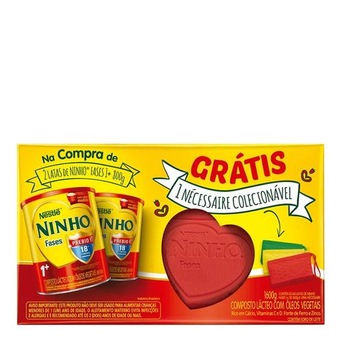 Fórmula Infantil Nestlé Ninho Fases 1+ 2 Latas 800g Grátis Necessaire Fórmula Infantil Nestlé Ninho Fases 1+ 2 Latas 800g Grátis Necessaire