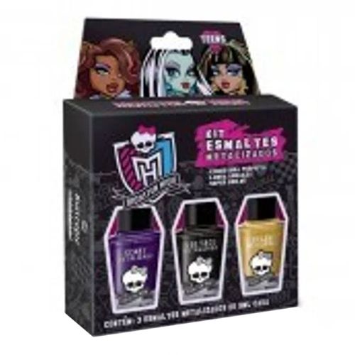 Kit Esmaltes Monster High Cremosos + Gliter C/3 Kit Esmaltes Monster High Cremosos + Gliter C/3