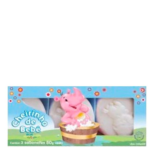 Kit Sabonete Cheirinho de Bebê Blue 80g C/ 3 Unidades Kit Sabonete Cheirinho de Bebê Blue 80g C/ 3 Unidades