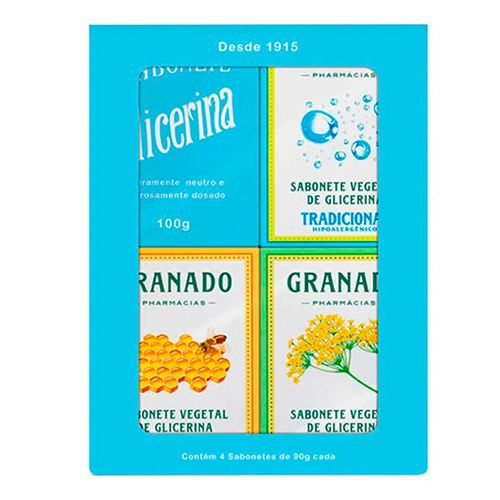 Kit Sabonete em Barra Granado Glicerina 90g 4 Unidades Kit Sabonete em Barra Granado Glicerina 90g 4 Unidades