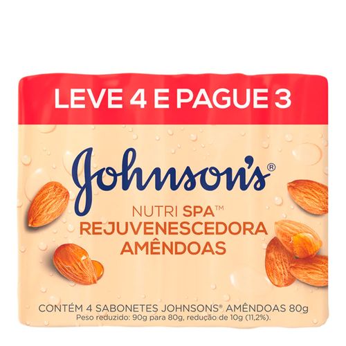 Kit Sabonete em Barra Johnsons Suavize Óleo de Amêndoas 80g 4 Unidades Kit Sabonete em Barra Johnsons Suavize Óleo de Amêndoas 80g 4 Unidades