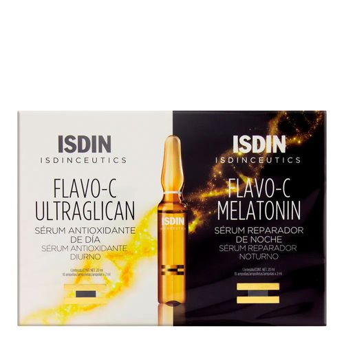Kit Sérum Isdin Isdinceutics Flavo-C Antioxidante Ultraglican Diurno 10 Unidades + Reparador Melatonin Noturno 10 Unidades Kit Sérum Isdin Isdinceutics Flavo-C Antioxidante Ultraglican Diurno 10 Unidades + Reparador Melatonin Noturno 10 Unidades