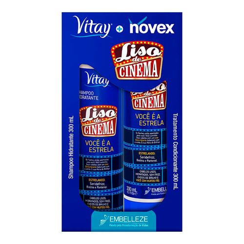 Kit Novex Liso De Cinema Shampoo 300ml + Tratamento Condicionante 300ml Kit Novex Liso De Cinema Shampoo 300ml + Tratamento Condicionante 300ml