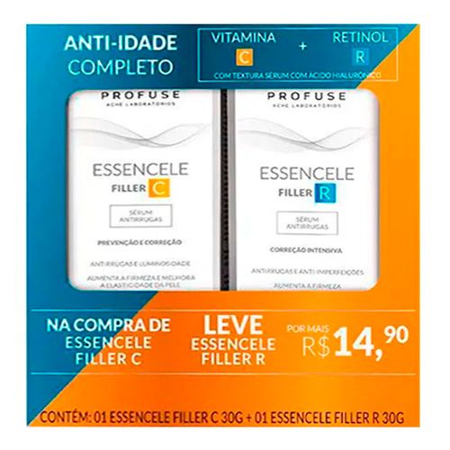 Kit Profuse Serúm Anti-idade Essencele Filler C 30g + Filler R 30g Kit Profuse Serúm Anti-idade Essencele Filler C 30g + Filler R 30g