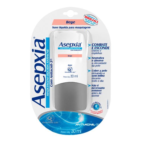 Maquiagem Líquida Asepxia Bege 30ml Maquiagem Líquida Asepxia Bege 30ml