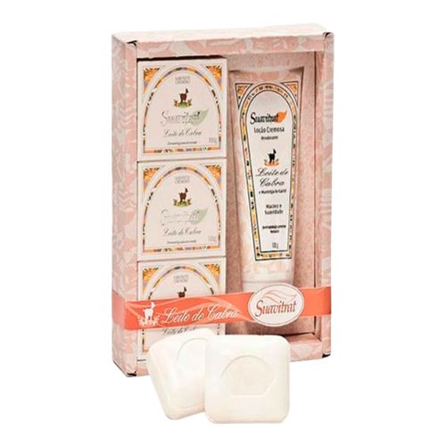 Kit Suavitrat Loção Hidratante 170g + 3 Sabonetes Leite de Cabra Kit Suavitrat Loção Hidratante 170g + 3 Sabonetes Leite de Cabra