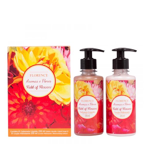 Kit Banho Florence Fild Of Flowers Loção Hidratante 245ml + Sabonete Líquido 245ml Kit Banho Florence Fild Of Flowers Loção Hidratante 245ml + Sabonete Líquido 245ml