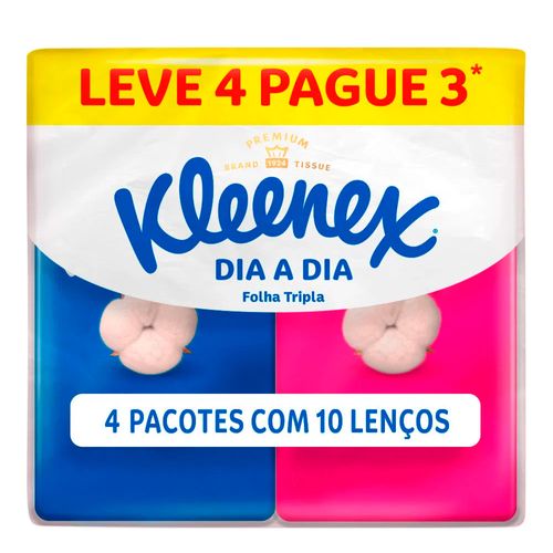 Lenço de Papel Kleenex Bolso 10 Lenços Triplos 4 Pacotes Lenço de Papel Kleenex Bolso 10 Lenços Triplos 4 Pacotes