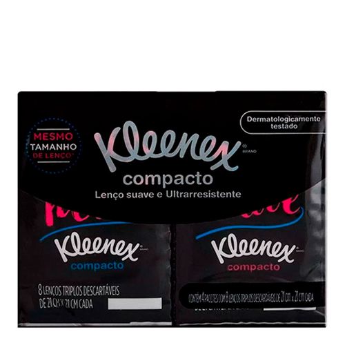 Kit Kleenex Com 4 Lenços De Papel Compacto - 8 Unidades Cada Kit Kleenex Com 4 Lenços De Papel Compacto - 8 Unidades Cada
