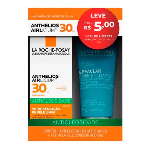 Kit La Roche-Posay Protetor Solar Facial Anthelios Airlicium FPS30 50g + Gel de Limpeza Effaclar Concentrado 60g Kit La Roche-Posay Protetor Solar Facial Anthelios Airlicium FPS30 50g + Gel de Limpeza Effaclar Concentrado 60g