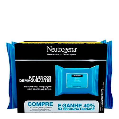Kit Lenço Demaquilante Neutrogena Deep Clean 2 Unidades Kit Lenço Demaquilante Neutrogena Deep Clean 2 Unidades