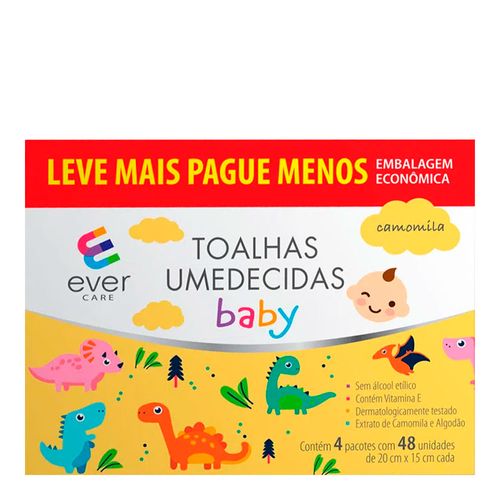 Kit Lenço Umedecido Ever Care Baby Camomila 4 Pacotes com 48 Unidades Kit Lenço Umedecido Ever Care Baby Camomila 4 Pacotes com 48 Unidades