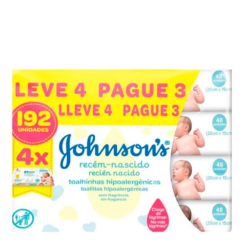 Kit Lenço Umedecido Johnson's Recém-Nascido 192 Unidades Kit Lenço Umedecido Johnson's Recém-Nascido 192 Unidades