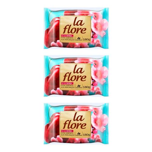 Kit Sabonete em Barra Davene La Flore Flor de Cereja 180g 3 Unidades