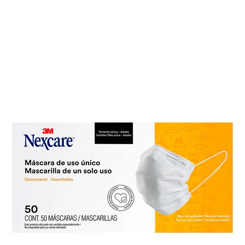 Máscara Descartável Nexcare Tamanho Único Caixa 50 Unidades Máscara Descartável Nexcare Tamanho Único Caixa 50 Unidades