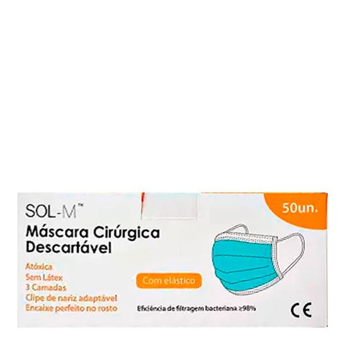 Máscara Descartável Tripla Camada Com Clip Nasal 50 Unidades Máscara Descartável Tripla Camada Com Clip Nasal 50 Unidades