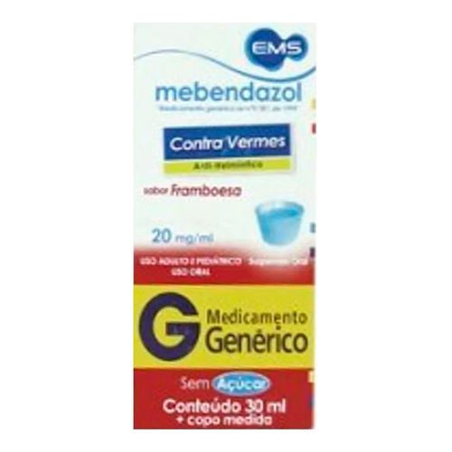 Mebendazol Suspensão 100mg/5ml Genérico EMS 30ml Mebendazol Suspensão 100mg/5ml Genérico EMS 30ml
